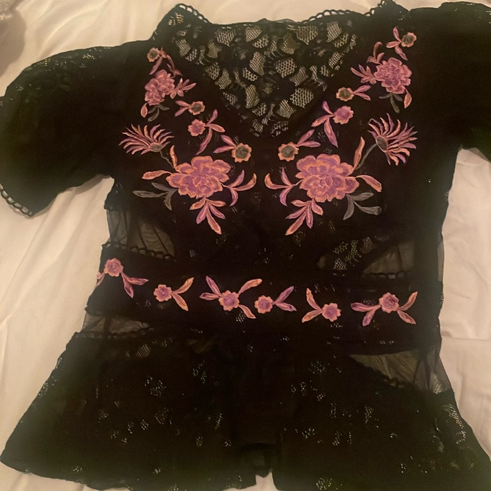 Topshop embroidered top